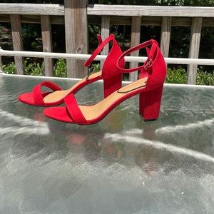 Red Suede-like 3 1/4 Inch Sandals
